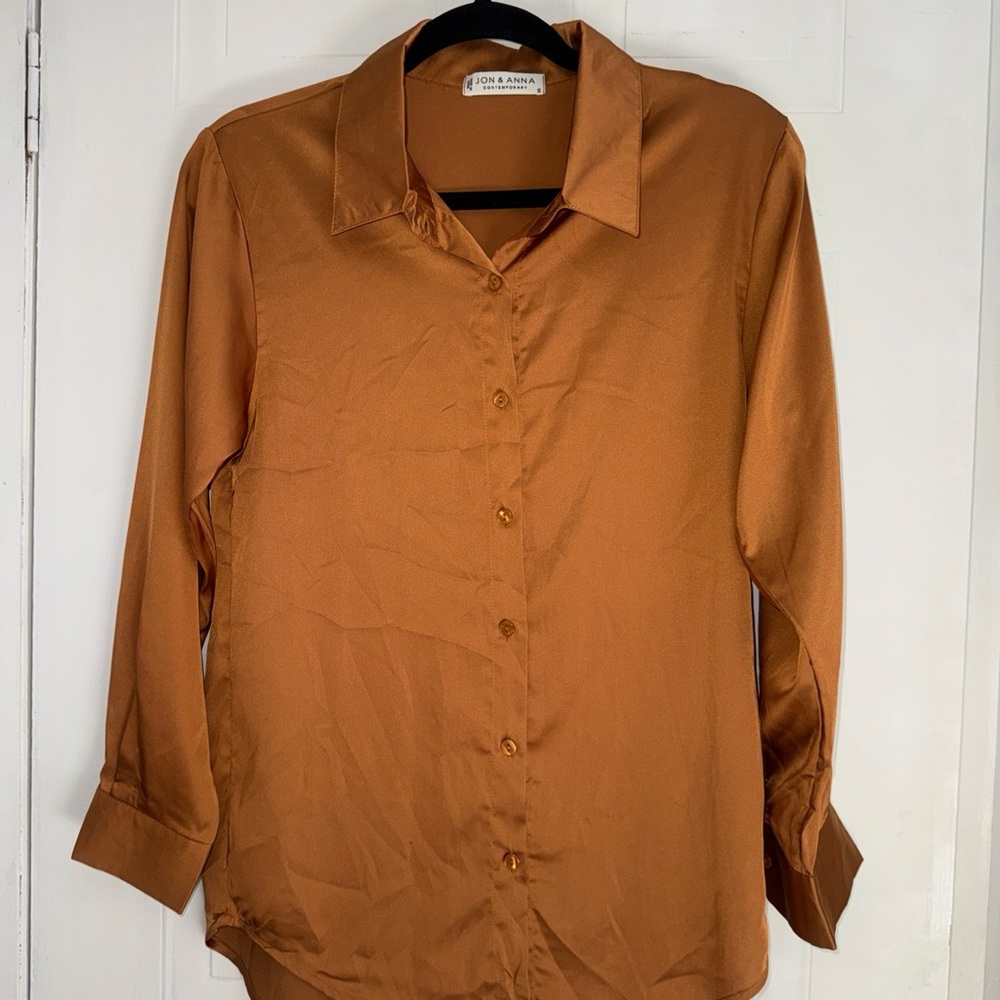 Jon & Anna Copper Button-Up Blouse